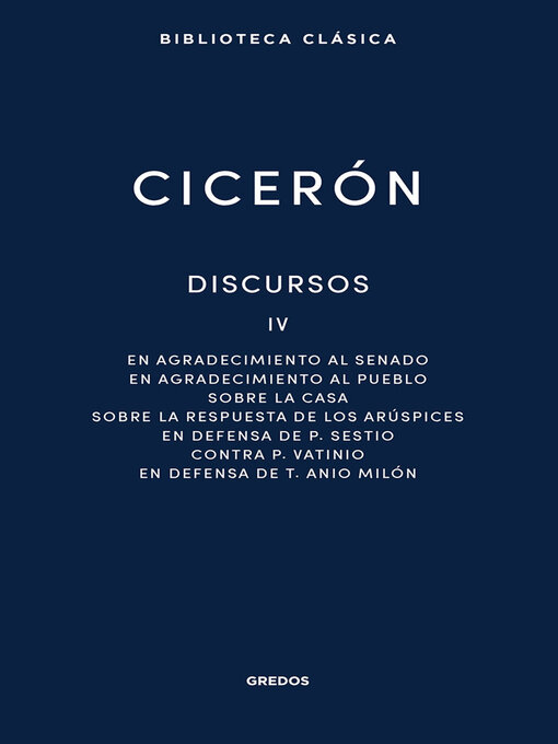 Title details for Discursos IV by Marco Tulio Cicerón - Available